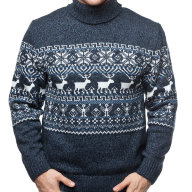  Свитер скандинавский рисунок - Мужской, шерстяной свитер с оленями