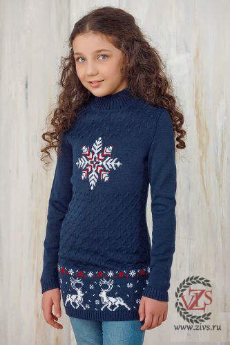 Детский свитер-платье "Олени"