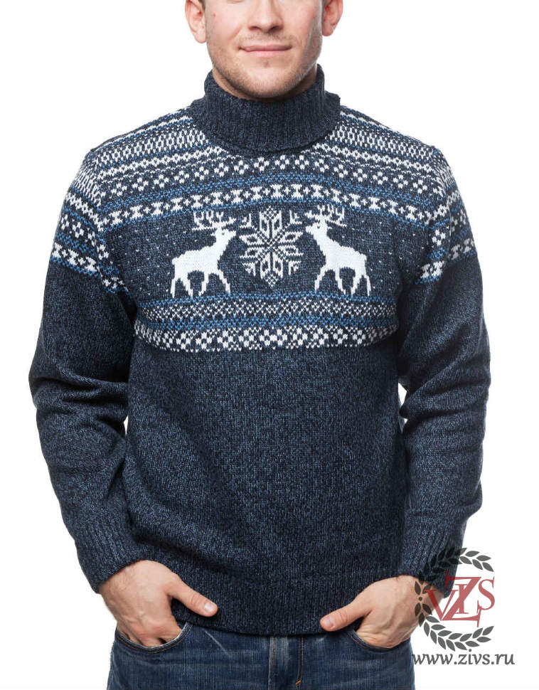 Мужской пуловер с оленями