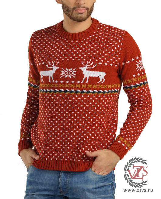 Красный свитер с оленями 