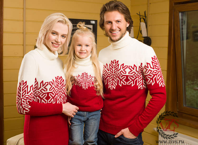 Семейные свитера "снежинки" 3шт 