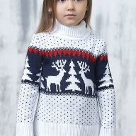 Детский свитер с оленями &quot;Белый Олаф&quot; - Детский свитер с оленями "Белый Олаф"